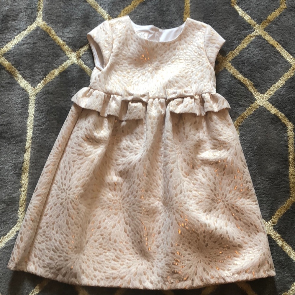LAURA ASHLEY LONDON GOLD SPARKLE DRESS S 6X